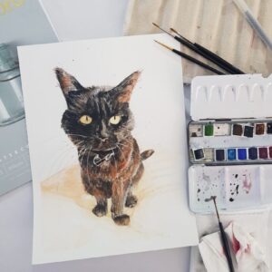 Realistic pet portraits in watercolours